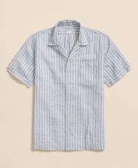 Irish Linen Camp Collar, Striped Short-Sleeve Shirt / Brooks Brothers Shirts