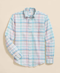 Irish Linen Polo Button Down Collar, Multi Plaid Shirt / Brooks Brothers Shirts