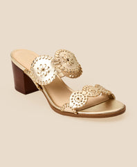 Jack Rogers Lauren Mid-Heel Leather Sandals / Brooks Brothers Women