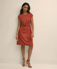 Jersey Cap-Sleeve Twisted-Detail Dress / Brooks Brothers Women