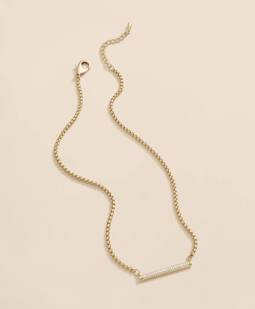 Loni Paul Pave Bar Necklace in 14K Plated Gold / Brooks Brothers Women