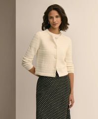 Mercerized Cotton Crochet Sweater Jacket / Brooks Brothers Women