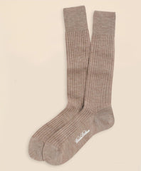 Merino Wool Ribbed Crew Socks / Brooks Brothers Men