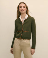 Brushed Merino Wool Suede Trim Sweater Jacket / Brooks Brothers Sale