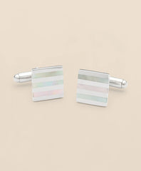 Mother-of-Pearl & Sterling Silver Rhodium-Plated Stripe Cufflinks / Brooks Brothers Men