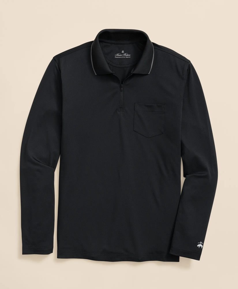 Performance Series Long-Sleeve Zip-Neck Polo Shirt / Brooks Brothers Sale