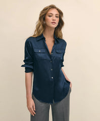 Relaxed Utility Blouse in Washable Silk / Brooks Brothers Shirts