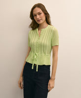 Short-Sleeve Pointelle Peplum Cardigan / Brooks Brothers Women