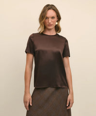 Short-Sleeve Top in Washable Silk Charmeuse / Brooks Brothers Women