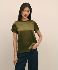 Short-Sleeve Top in Washable Silk Charmeuse / Brooks Brothers Women