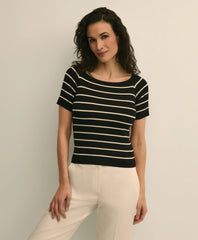 Silk Blend Ballet Neck Stripe Sweater / Brooks Brothers Women