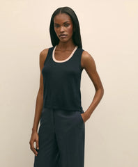 Silk-Blend Tipped Sleeveless Sweater Shell / Brooks Brothers Sale