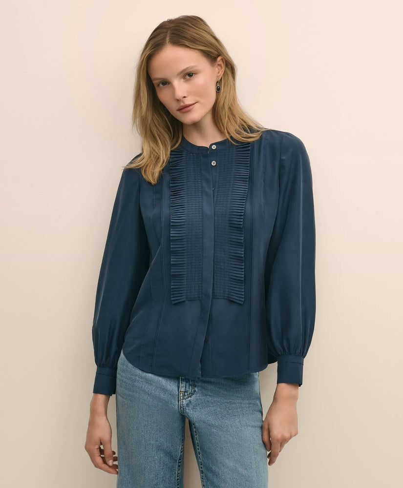 Silk Habotai Pintucked Blouse / Brooks Brothers Sale