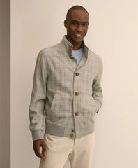 Silk-Wool Glen Plaid Bomber Jacket / Brooks Brothers Men