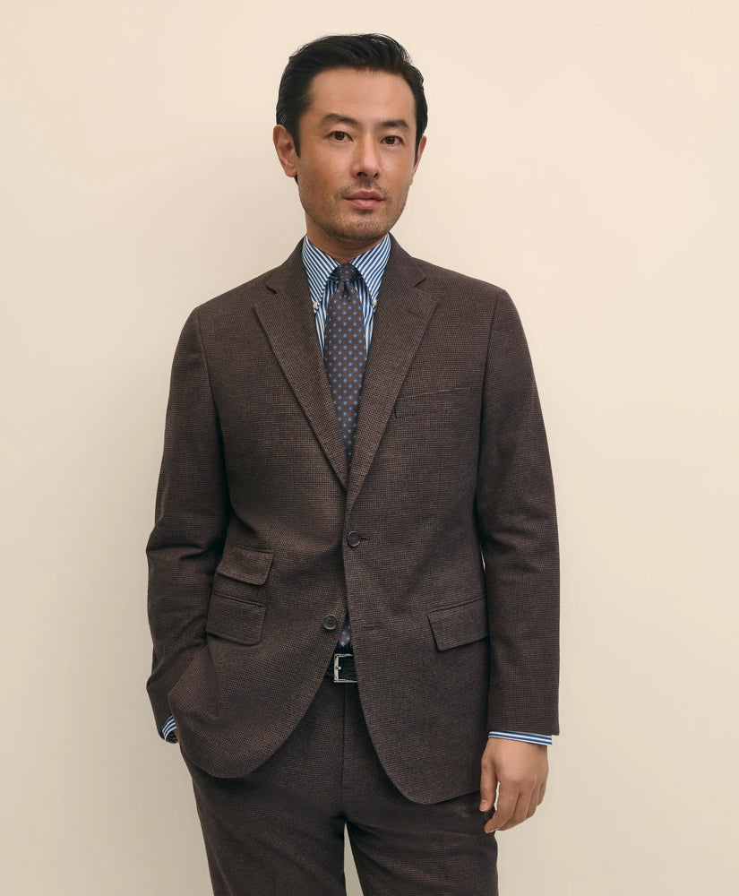Slim Fit Mini-Houndstooth Suit Jacket in Brushed-Cotton / Brooks Brothers Sale
