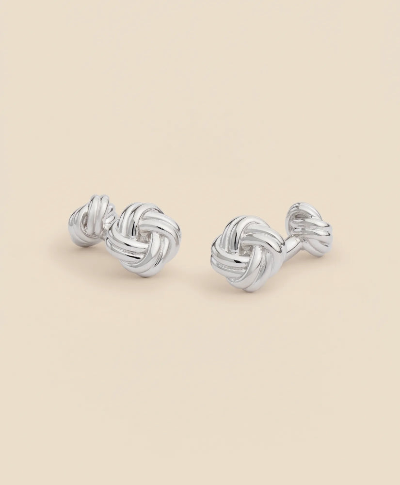 Sterling Silver Rhodium-Plated Knot Cufflinks / Brooks Brothers Tailored