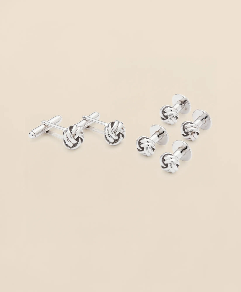 Sterling Silver Rhodium-Plated Knot Cufflinks / Brooks Brothers Men