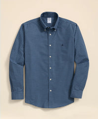 Stretch Cotton Non-Iron Oxford Polo Button Down Collar, Gingham Shirt / Brooks Brothers Sale