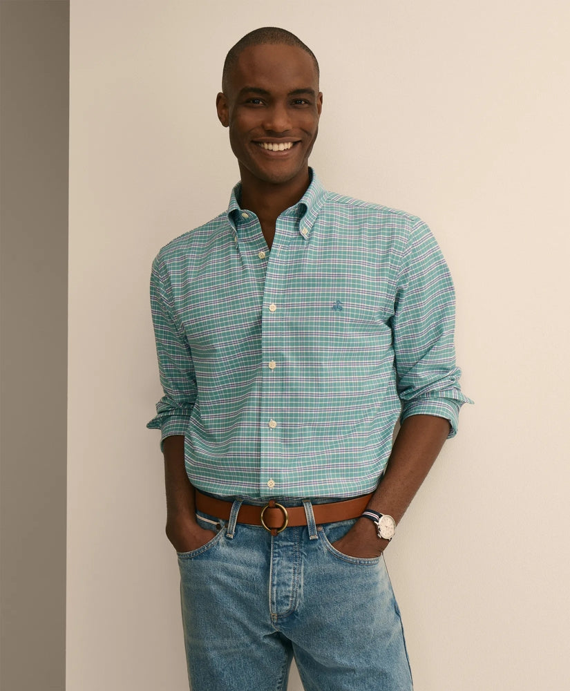 Stretch Cotton Non-Iron Oxford Polo Button Down Sport Shirt / Brooks Brothers Men