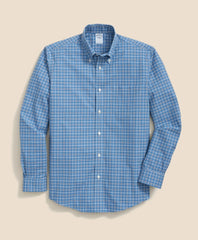Stretch Cotton Non-Iron Polo Button Down Collar, Checked Shirt / Brooks Brothers Sale