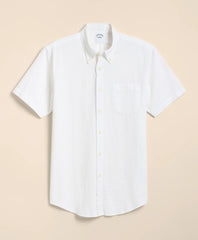 Stretch Cotton Seersucker Button-Down Collar Short-Sleeve Sport Shirt / Brooks Brothers Shirts