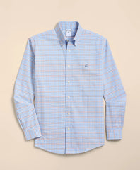 Stretch Non-Iron Cotton-Oxford Polo Button-Down, Check Sport Shirt / Brooks Brothers Shirts