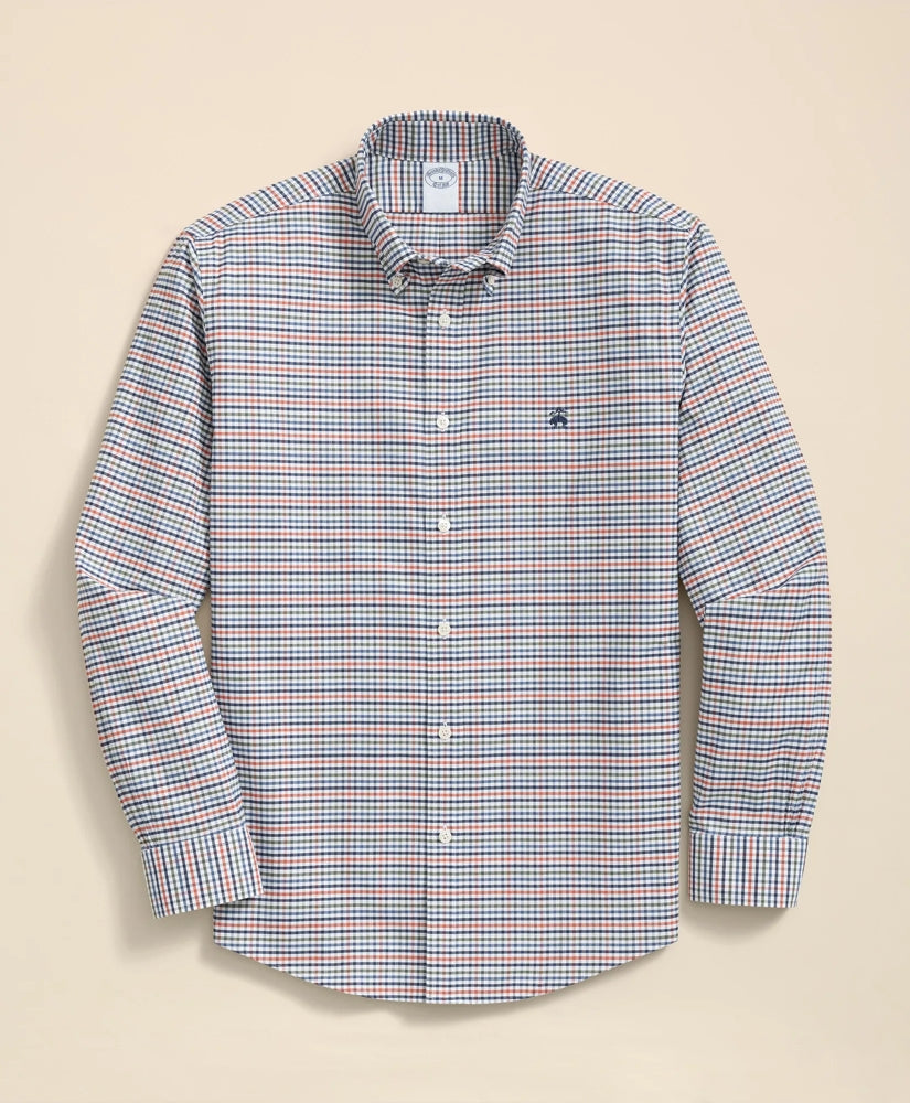 Stretch Non-Iron Oxford Button-Down Collar, Multi-Check Shirt / Brooks Brothers Sale
