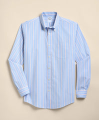 Stretch Cotton Non-Iron Broadcloth Polo Button-Down Collar, Stripe Sport Shirt / Brooks Brothers Men