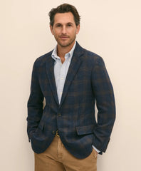 Traditional Fit Wool-Cotton-Silk-Cashmere Hopsack Check Sport Coat / Brooks Brothers Sale
