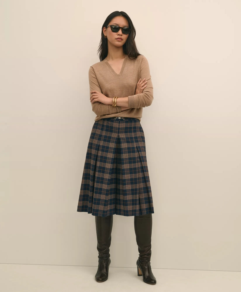 Twill Pleated Plaid Culottes / Brooks Brothers Sale