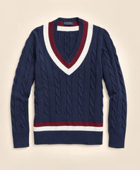 Vintage-Inspired Tennis V-Neck Sweater in Supima / Brooks Brothers Men