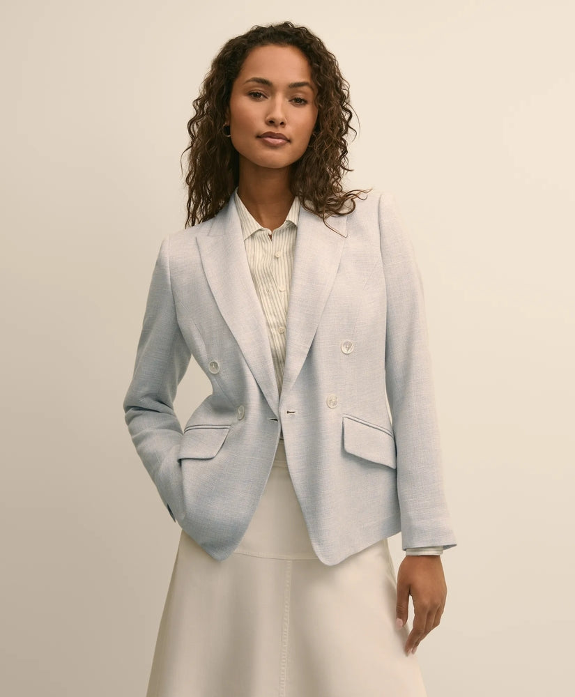 Viscose Melange Tweed Double-Breasted Jacket / Brooks Brothers Women