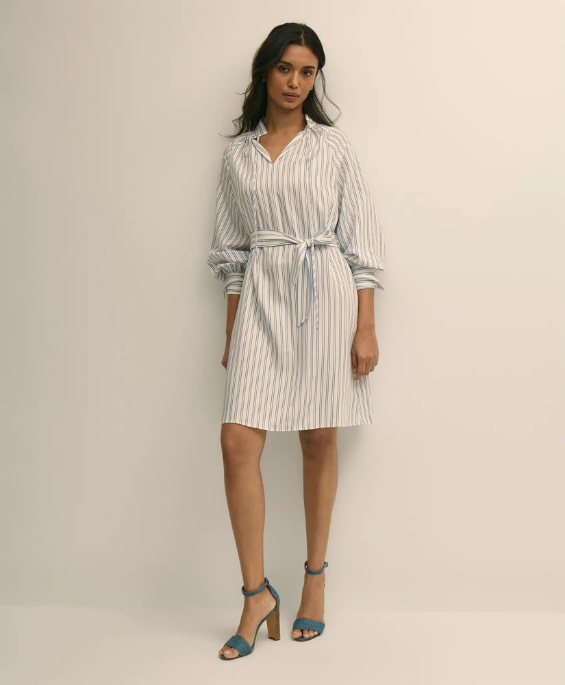 Viscose Pullover Striped Belted Shirt Dress / Brooks Brothers Sale
