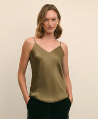V-Neck Cami in Washable Silk Charmeuse / Brooks Brothers Sale