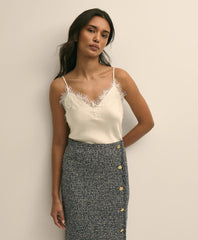 V-Neck Lace-Trimmed Cami in Silk Charmeuse / Brooks Brothers Women
