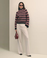 Wool Blend Funnel-Neck Fair Isle Sweater / Brooks Brothers Sale