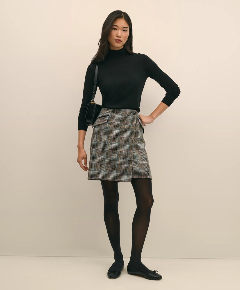 Wool Multi-Check Wrap Mini Skirt / Brooks Brothers Sale