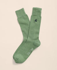 Cotton Blend Ribbed Socks with Embroidered Golden Fleece / Brooks Brothers Men