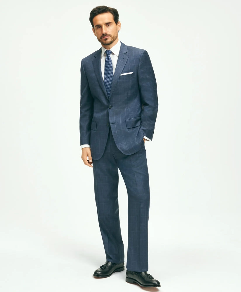 Traditional Fit Wool Windowpane 1818 Suit / Brooks Brothers Tailored