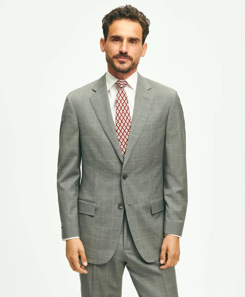 Traditional Fit 1818 Windowpane Suit In Wool / Brooks Brothers Sale