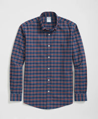 Stretch Cotton Non-Iron Oxford Polo Button Down Collar, Tartan Shirt / Brooks Brothers Sale