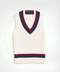 Vintage-Inspired Tennis V-Neck Vest in Supima / Brooks Brothers Men