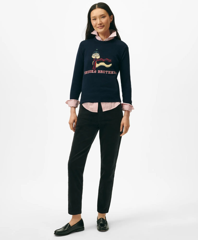 Women's Lunar New Year Wool-Blend Intarsia Snake Motif Sweater / Brooks Brothers Sale