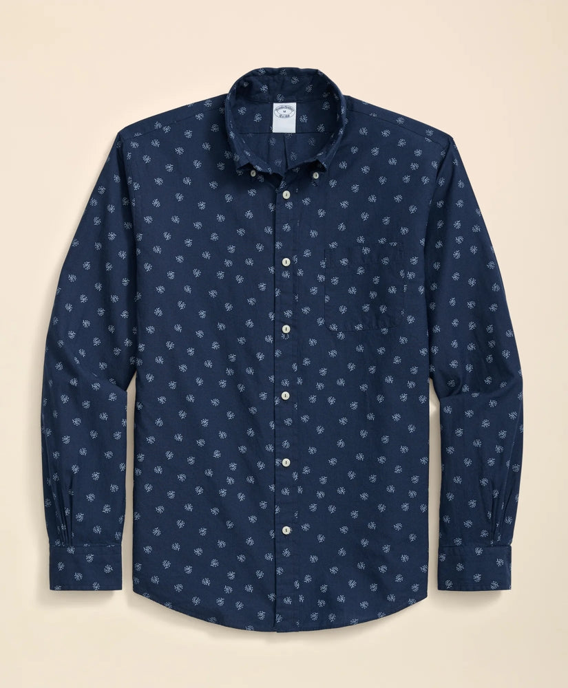 Cotton Sport Shirt in Indigo Foulard Print / Brooks Brothers Sale