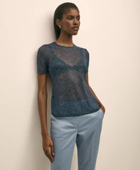 Lace Unlined Short-Sleeve Shirt / Brooks Brothers Sale