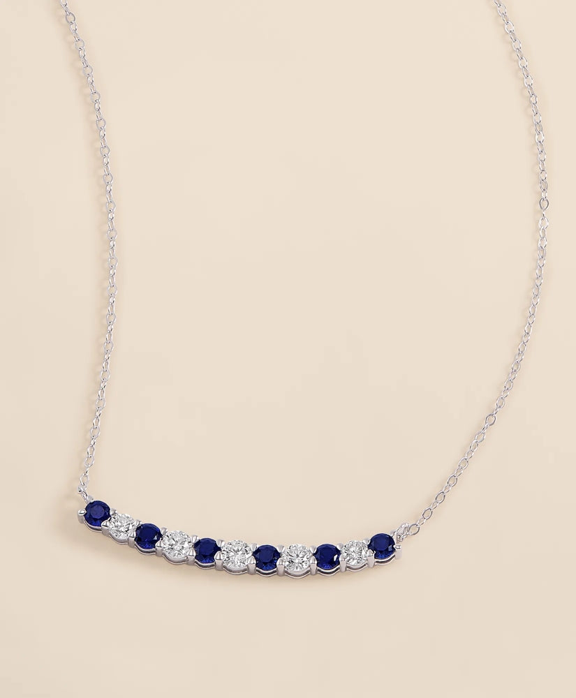 0.63 CT. Lab-Grown Diamond 3mm Sapphire 14k White Gold Necklace / Brooks Brothers Women