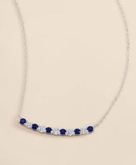 0.63 CT. Lab-Grown Diamond 3mm Sapphire 14k White Gold Necklace / Brooks Brothers Women