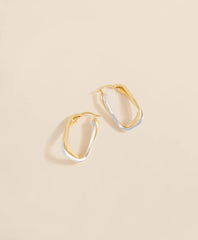 14k Yellow-White Gold Hoop Earrings / Brooks Brothers Women