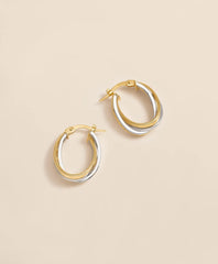 14k Yellow-White Gold Hoop Earrings / Brooks Brothers Women