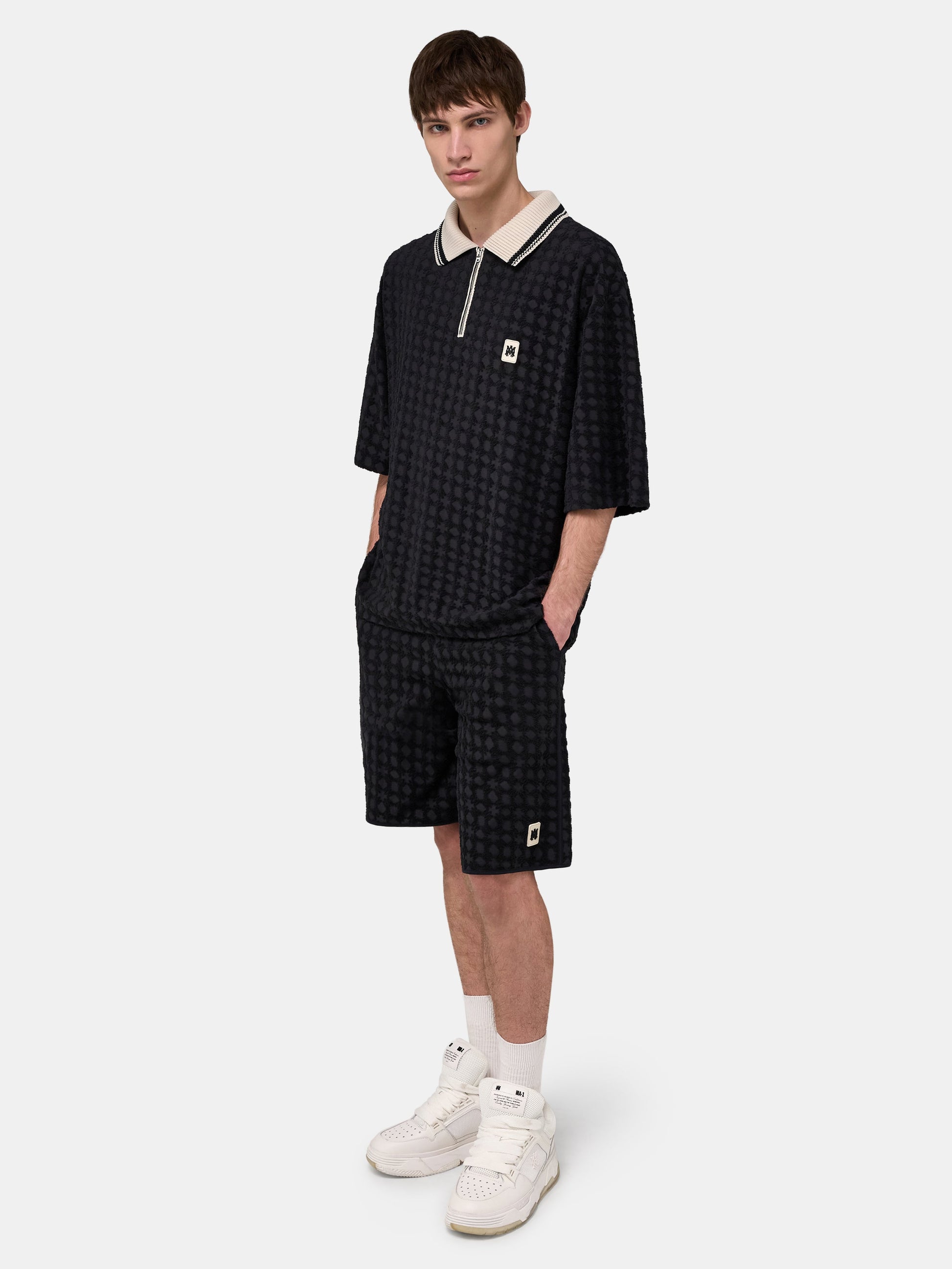 Ma Quad Zip Toweling Polo - Black | Amiri Great Deal